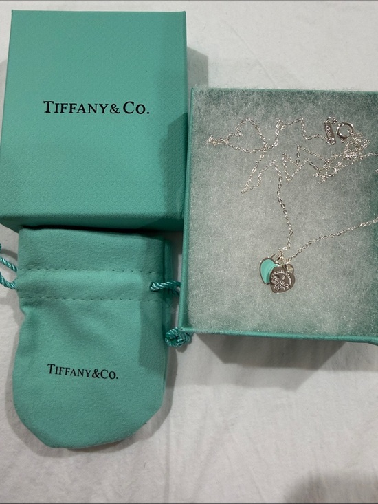 Tiffany & Co. Jewelry - Tiffany & Co. Silver Heart Pendant Necklace with Tiffany Blue Enamel
